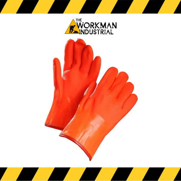 Forcefield 12-inch PVC coated chemical resistant gauntlet gloves.