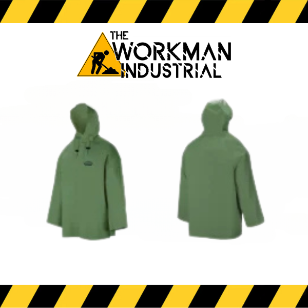 Ground Force 801 Hurricane flame retardant rain jacket with attached hood.