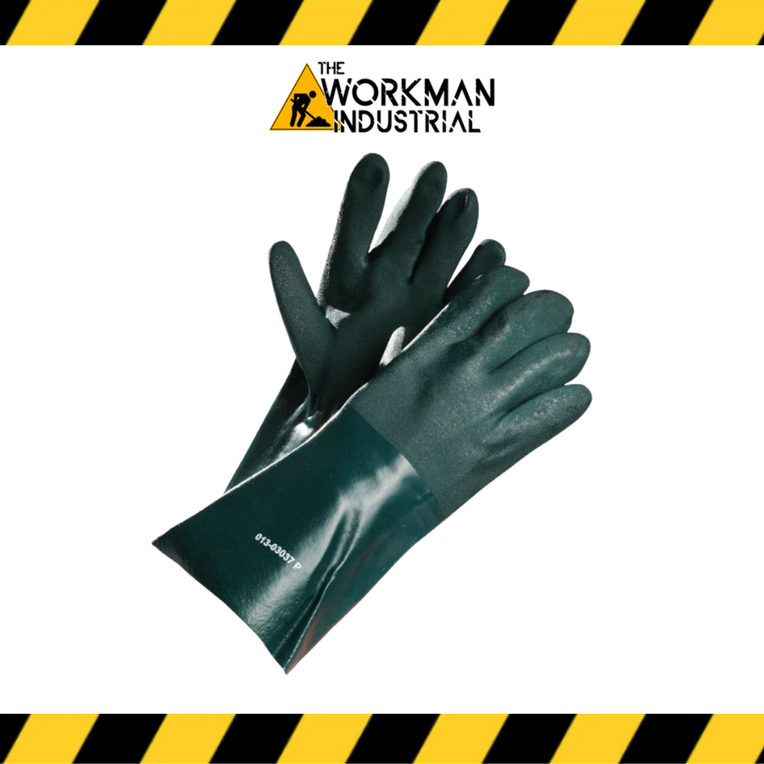 14" Premium PVC Coated Gauntlet, Chemical Resistant Gloves
