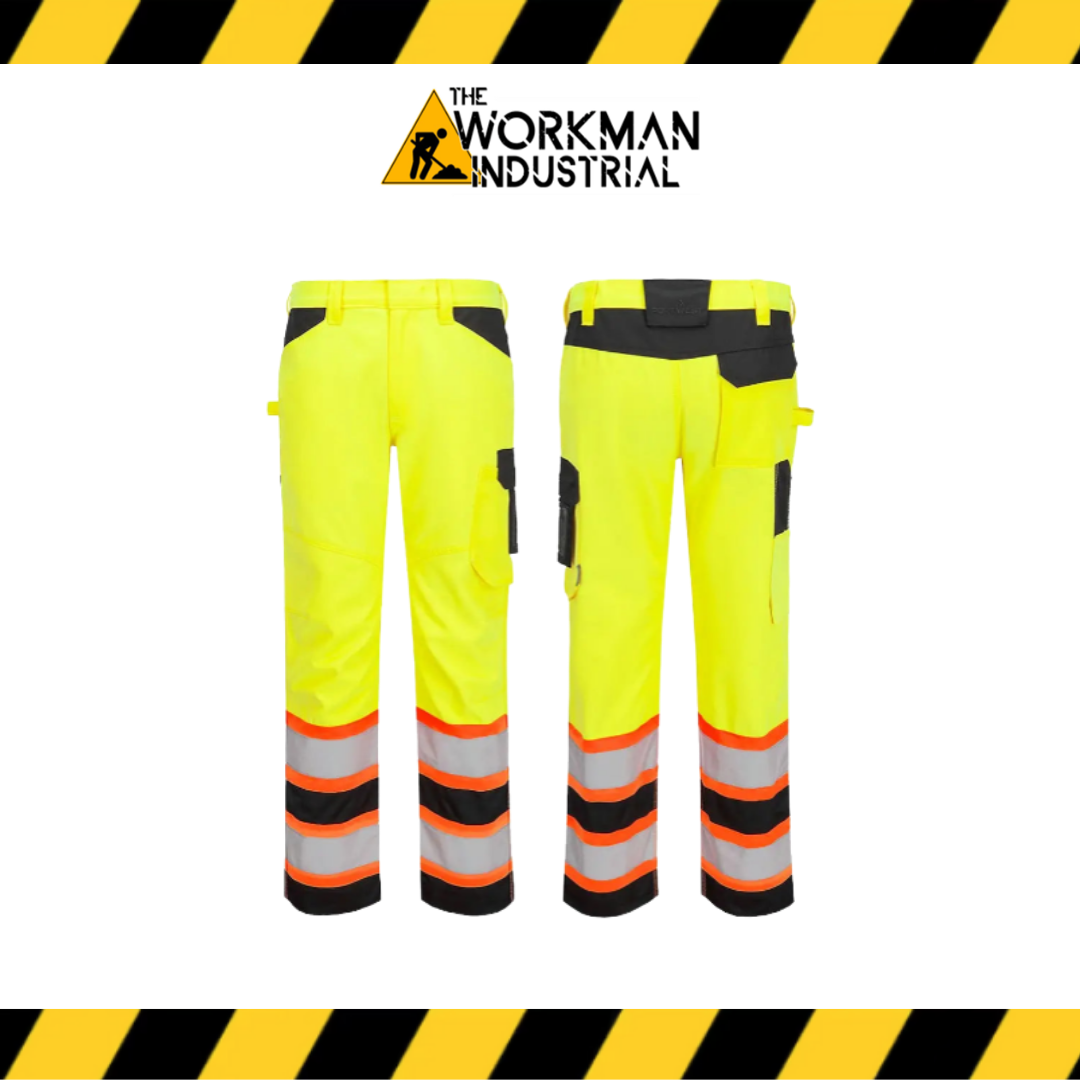 Portwest Hi-Vis Work Pants with Contrast Tape