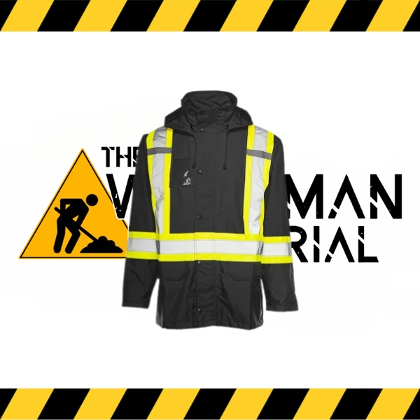 Ground Force hi-vis waterproof rain jacket in fluorescent yellow/orange.