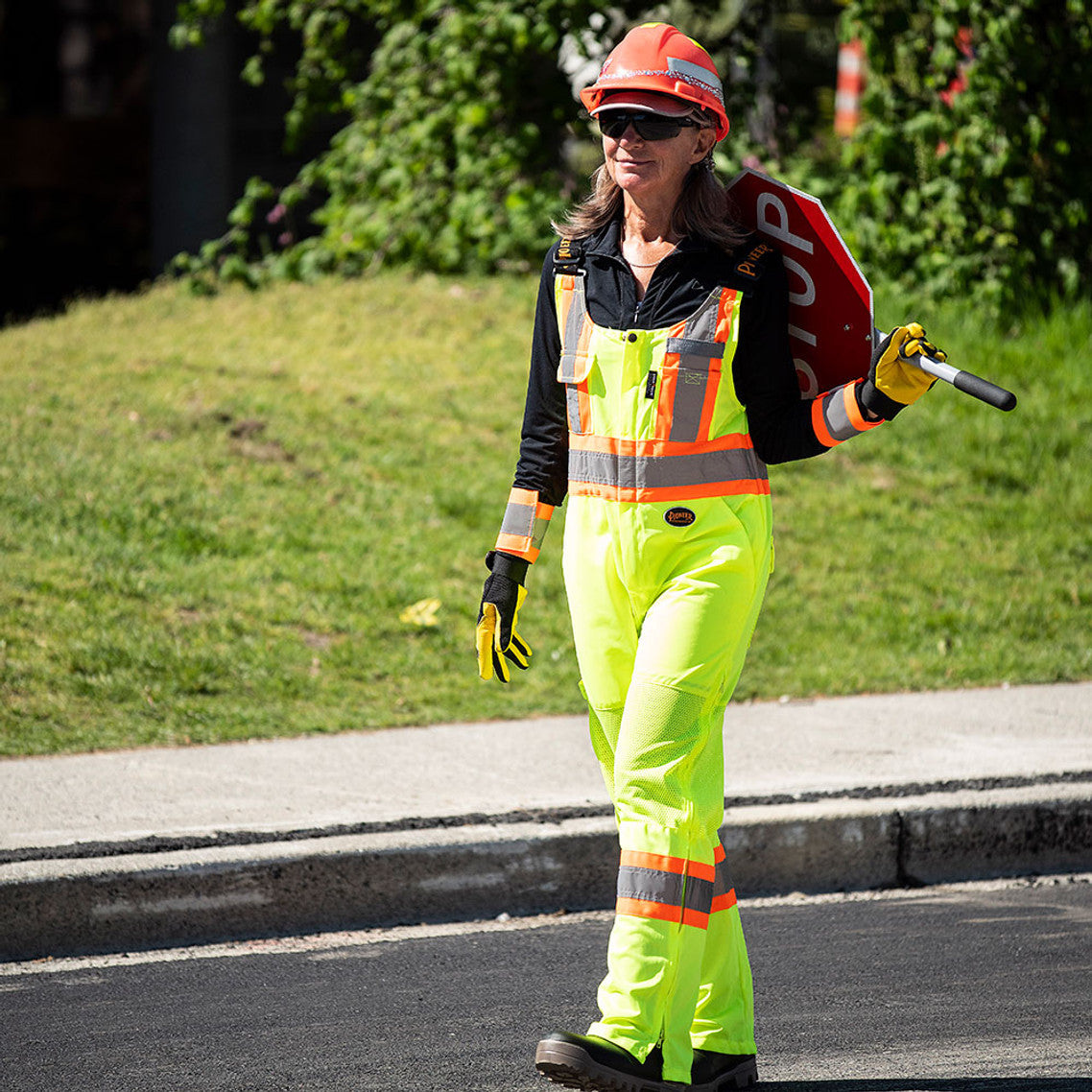 Pioneer 6000 Traffic Safety Overalls - Mesh Arm & Leg Panels - Hi-Vis Yellow/Green