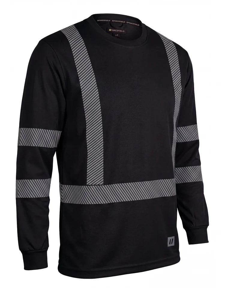 Hi Vis Black Crewneck Long Sleeve Ultrasoft Technical Tee