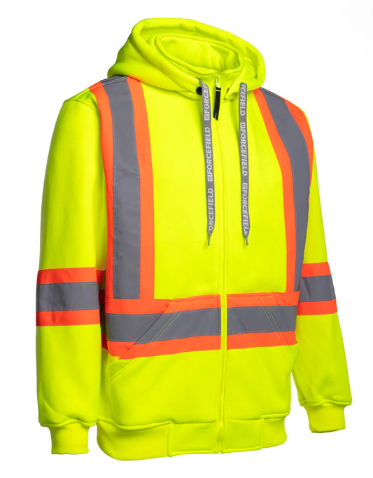 Forcefield Deluxe Hi Vis Safety Hoodie, Detachable Hood