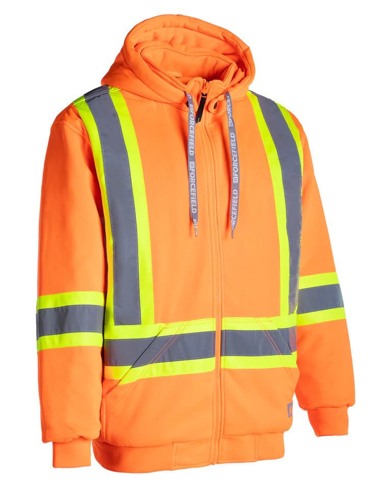 Forcefield Deluxe Hi Vis Safety Hoodie, Detachable Hood