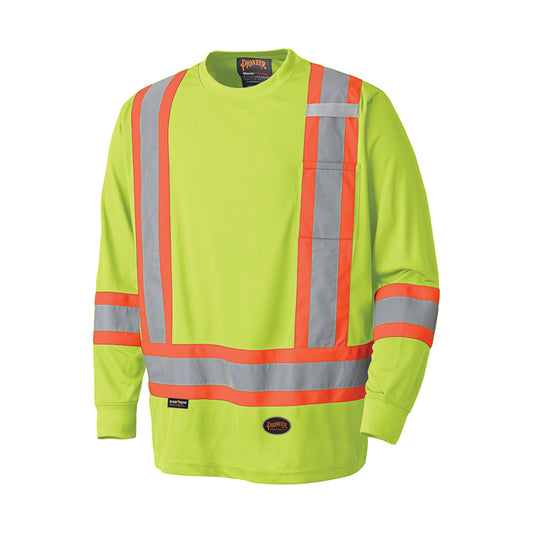 Pioneer Hi-Vis Bird's-Eye Long Sleeve Safety Shirt