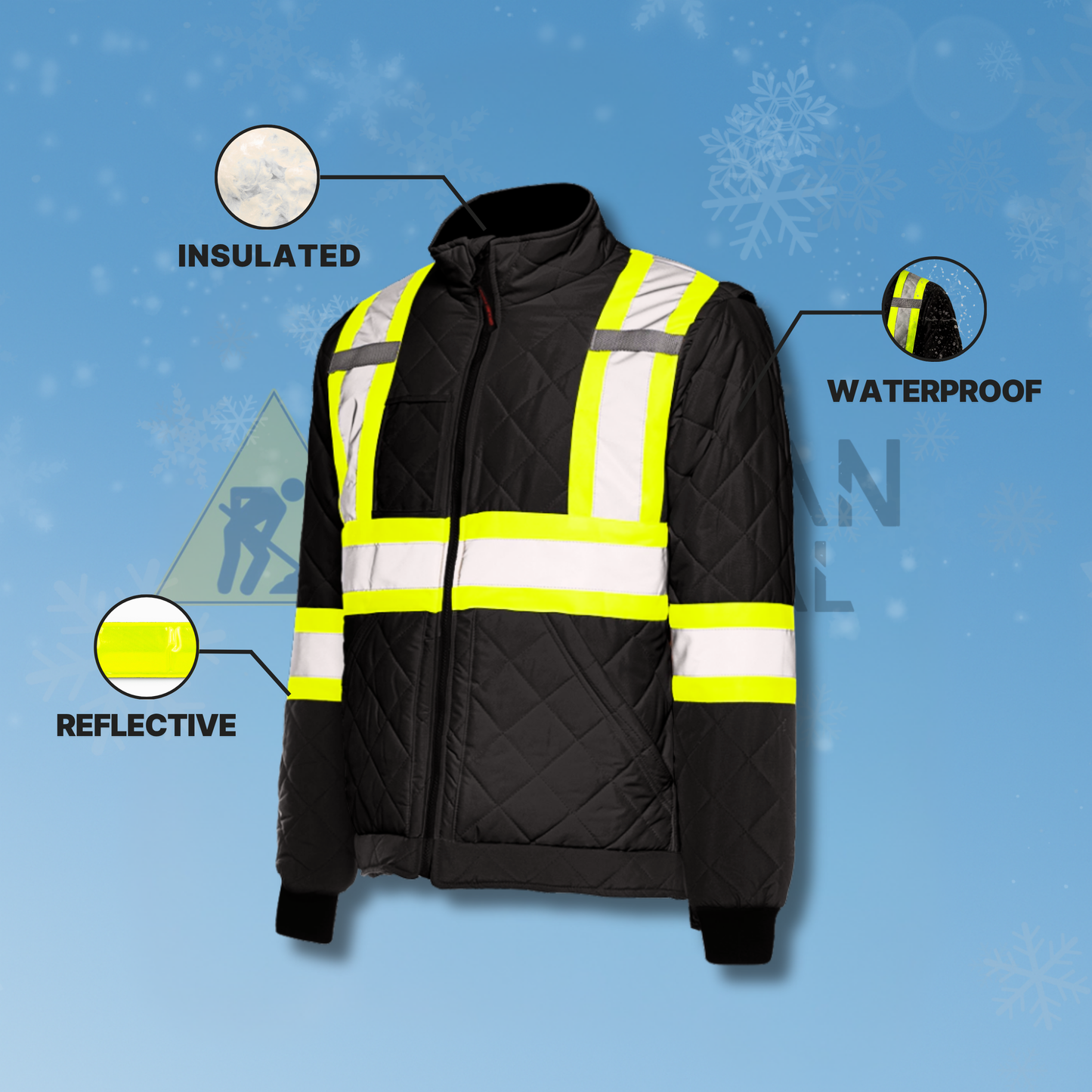 Ground Force Hi-Vis Insulated Quilted Freezer Jacket