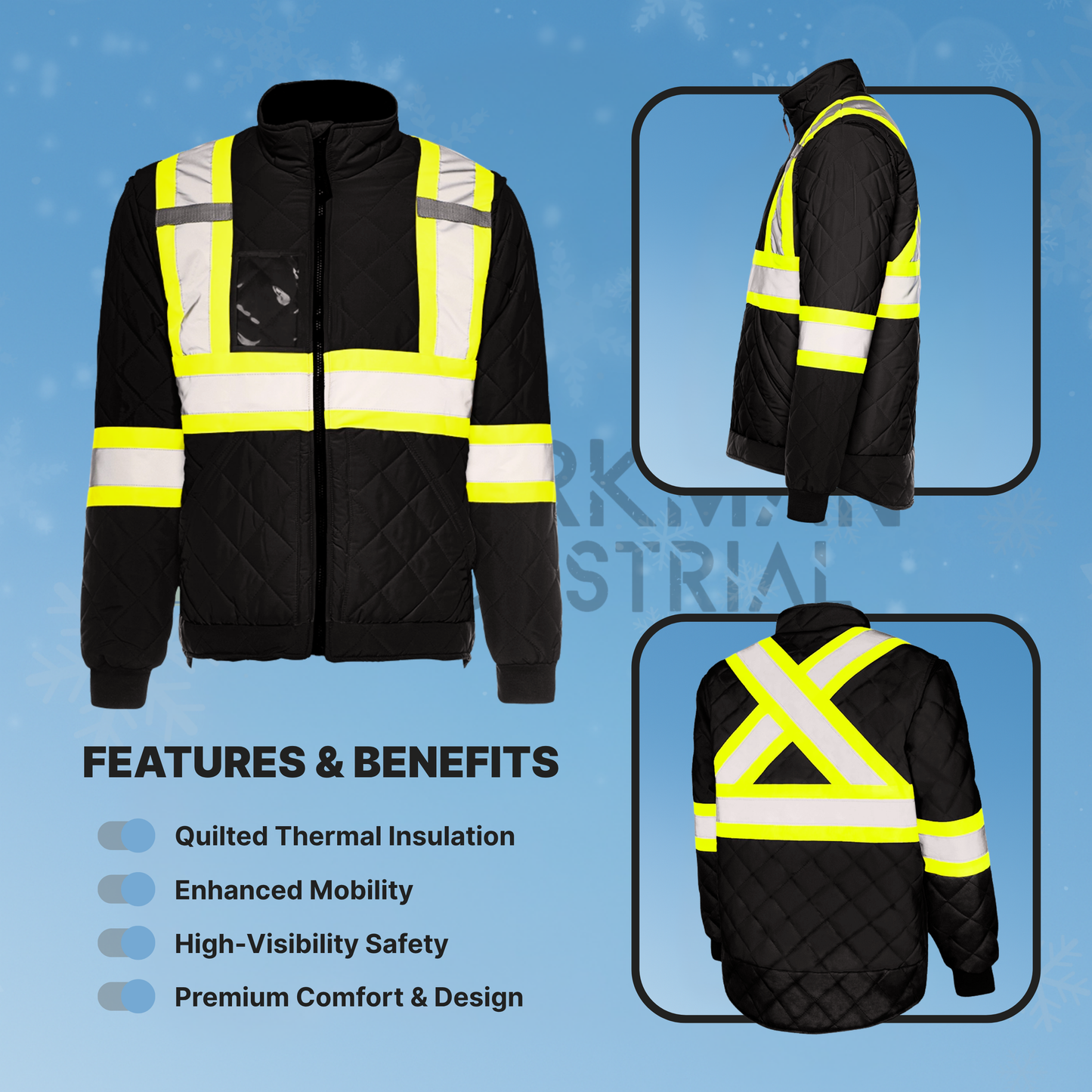 Ground Force Hi-Vis Insulated Quilted Freezer Jacket