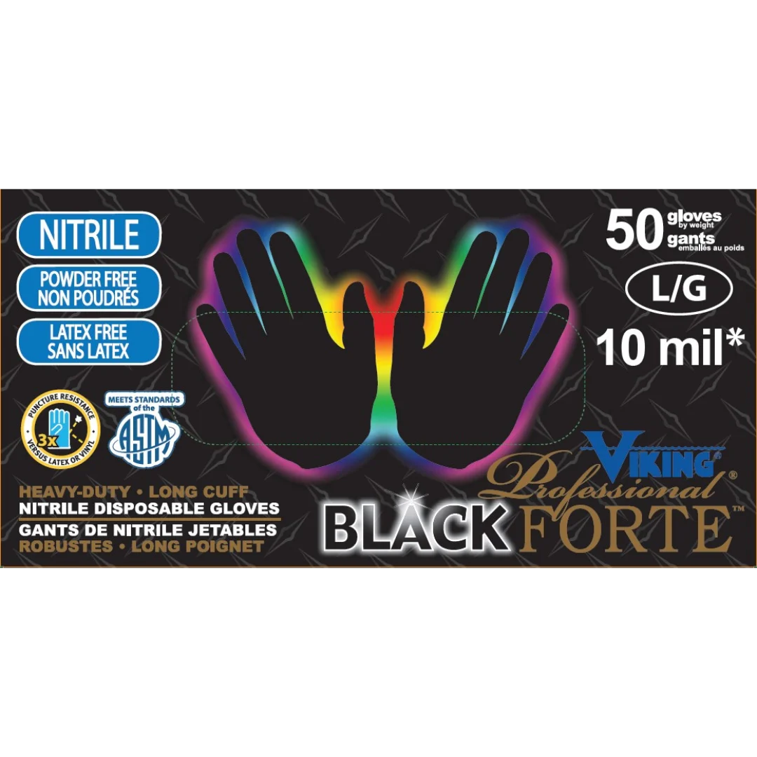 Viking Professional Black Forte Disposable Nitrile Gloves