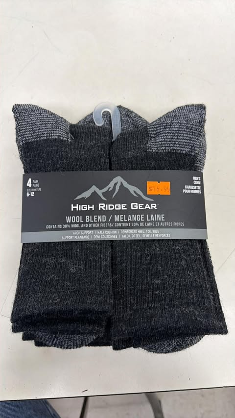HIGH RIDGE GEAR WOOL BLEND SOCKS 4PAIRS