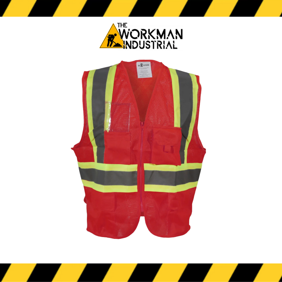 Big K 100% Polyester Mesh Safety Vest with Zipper Front