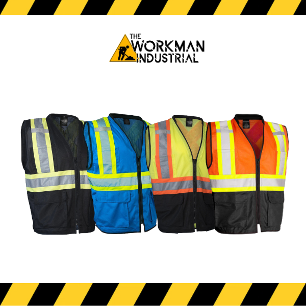 Forcefield Hi Vis Traffic Safety Vest with Zipper Front, Tricot Polyester