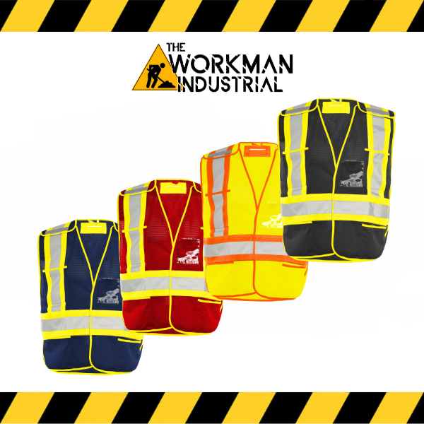 Ground Force 5-point tearaway mesh traffic vest in high-visibility orange/yellow.