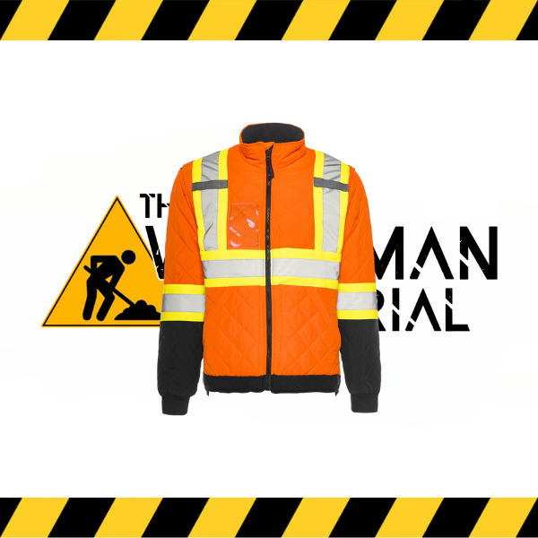 Ground Force hi-vis quilted freezer jacket in fluorescent yellow/orange.