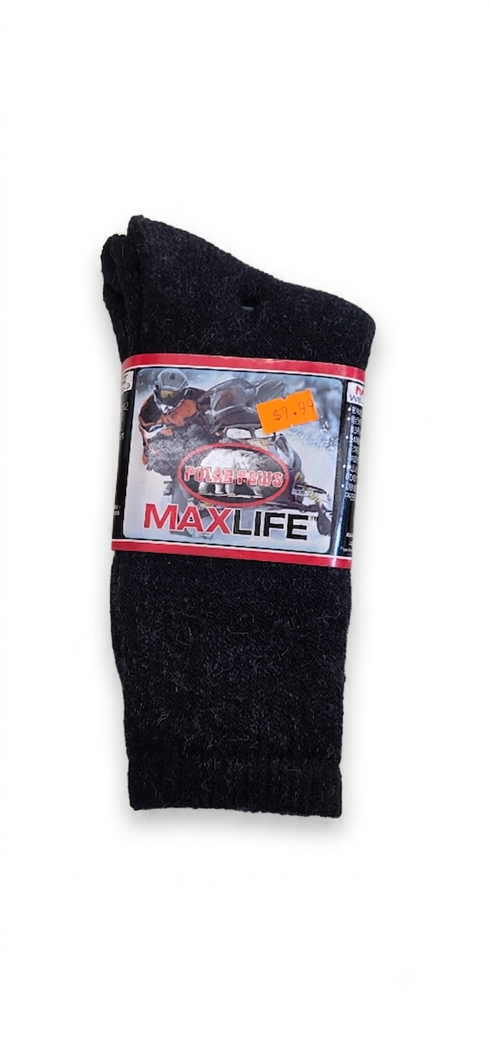 Polar Paws MaxLife Heavy-Duty Winter Socks – Thick Knit Thermal Boot Socks, Dark Charcoal