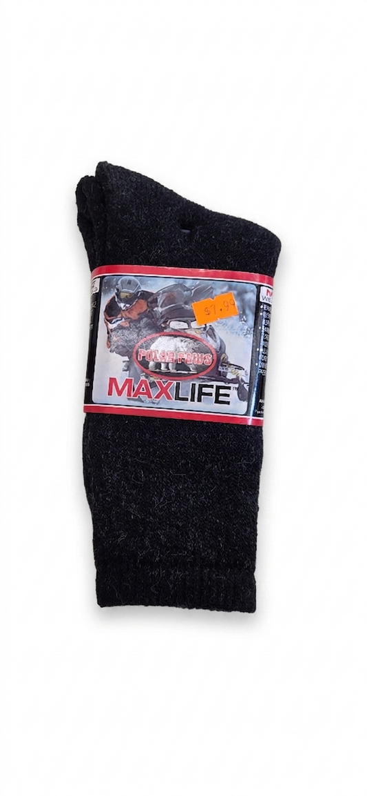 Polar Paws MaxLife Heavy-Duty Winter Socks – Thick Knit Thermal Boot Socks, Dark Charcoal