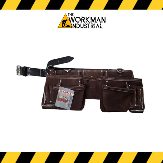 Karma 11-Pocket Suede Leather Tool Pouch with Metal Buckle