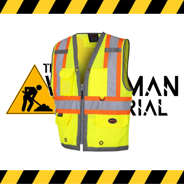 Pioneer hi-viz surveyor's safety vests with a breathable mesh back in lime.