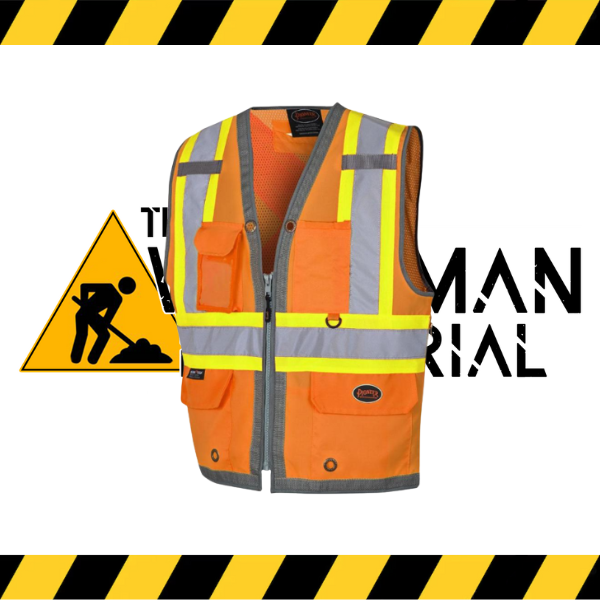 Pioneer hi-viz surveyor's safety vests with a breathable mesh back in orange.