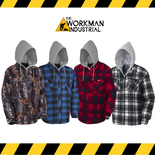 Pioneer quilted polar fleece hooded shirt with boa fleece lining.