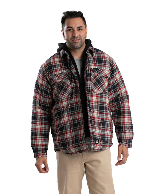BERNE Quilt-Lined Hooded Shirt Jacket (SHERPA LINE HOODIE)