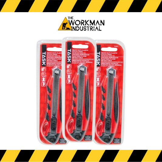 Task Tools 18mm auto-lock utility knife with a heavy-duty metal carriage.