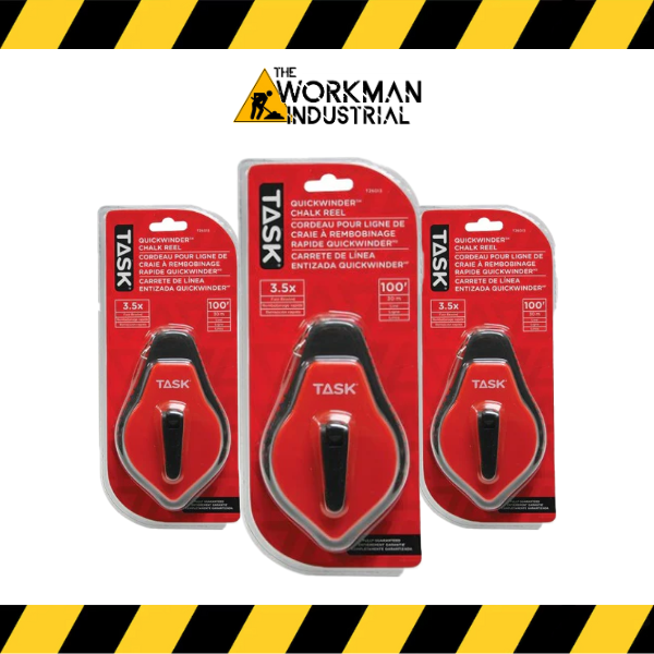 Task Tools 100-foot Quickwinder chalk reel with fast rewind.