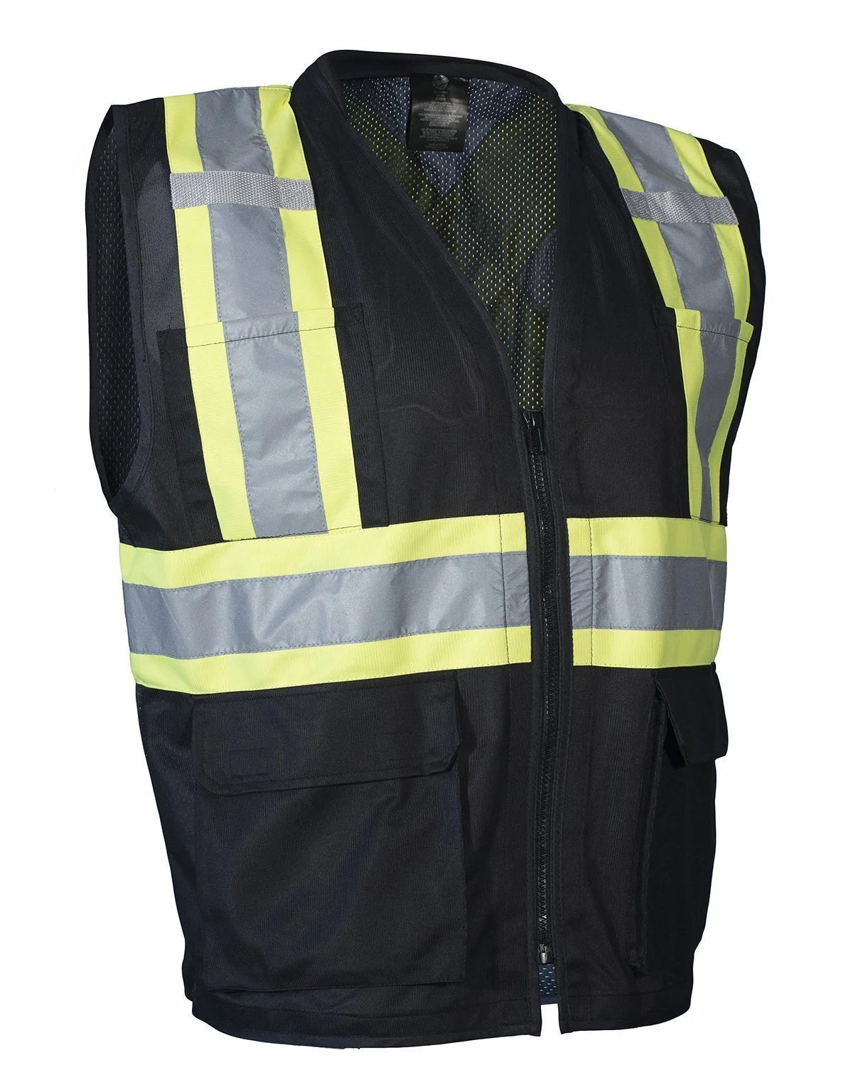 Forcefield Hi Vis Traffic Safety Vest with Zipper Front, Tricot Polyester