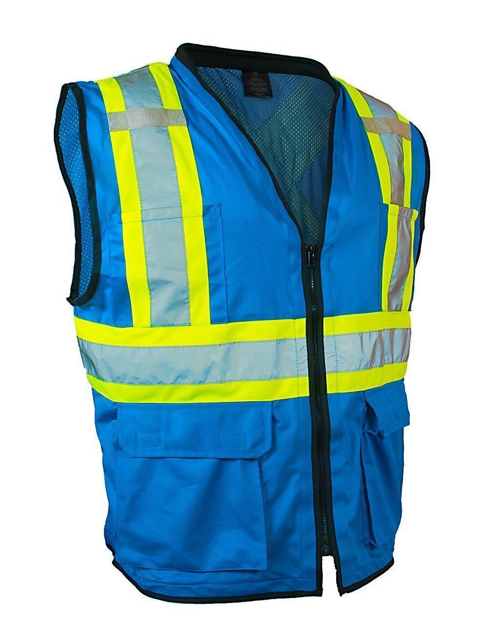 Forcefield Hi Vis Traffic Safety Vest with Zipper Front, Tricot Polyester