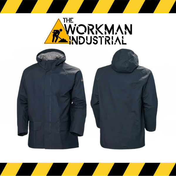 Helly Hansen Mandal heavy-duty waterproof rain jacket in blue.