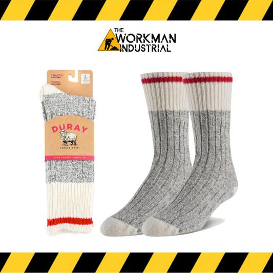 3-pack of Duray Classic heavy-duty wool blend work socks in grey.